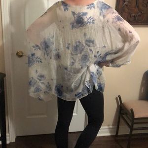 Silk floral boho 100% silk top